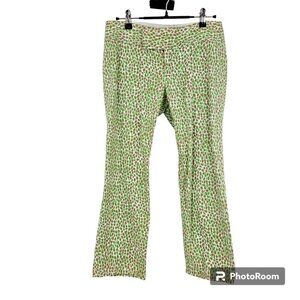 Lilly Pulitzer Golf Pants Green Pink Leopard Animal Print Straight Stretch Sz 6